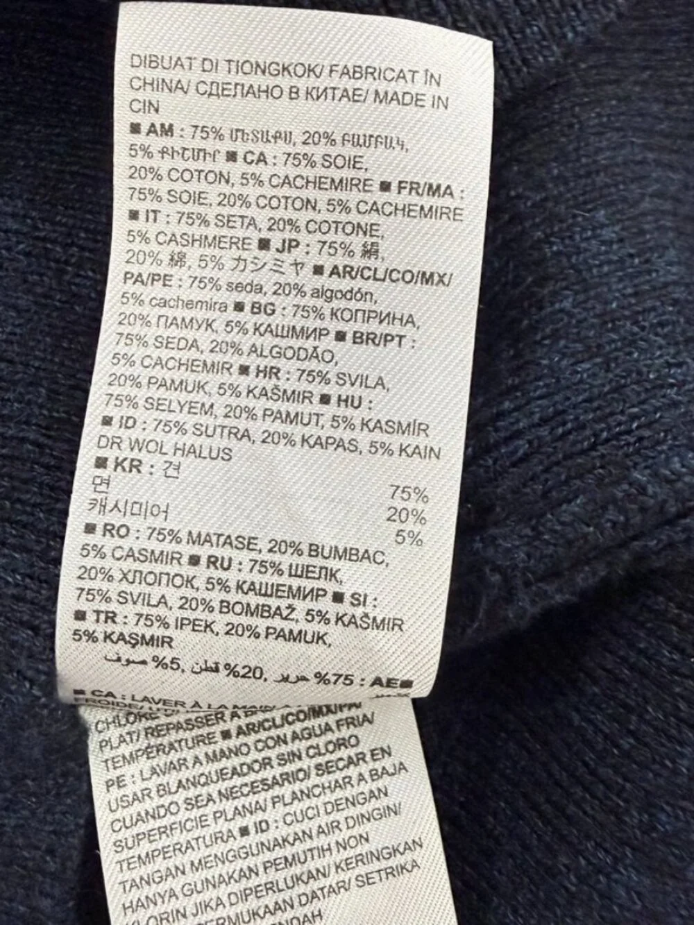 Banana Republic Luxury Blend Men's L V-Neck Sweater Silk Cashmere Navy Blue